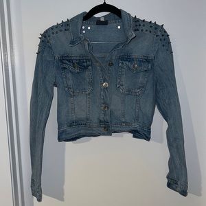 Cropped studded denim jacket. US size small